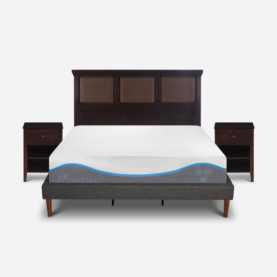 Cama Europea Curve King Alaska + Set New Torino Choc
