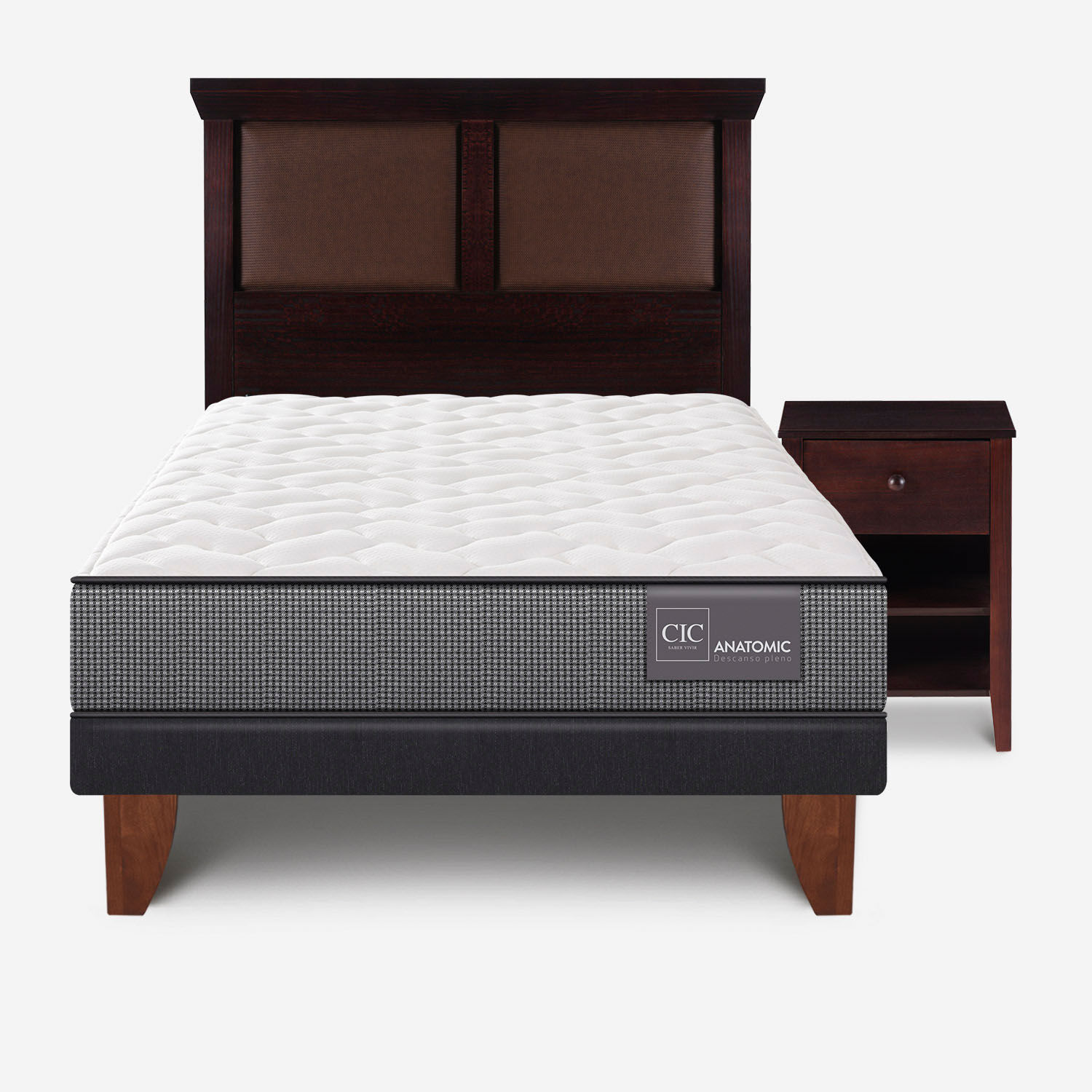 Cama Europea 1,5 Plazas Anatomic + Set Torino Chocolate