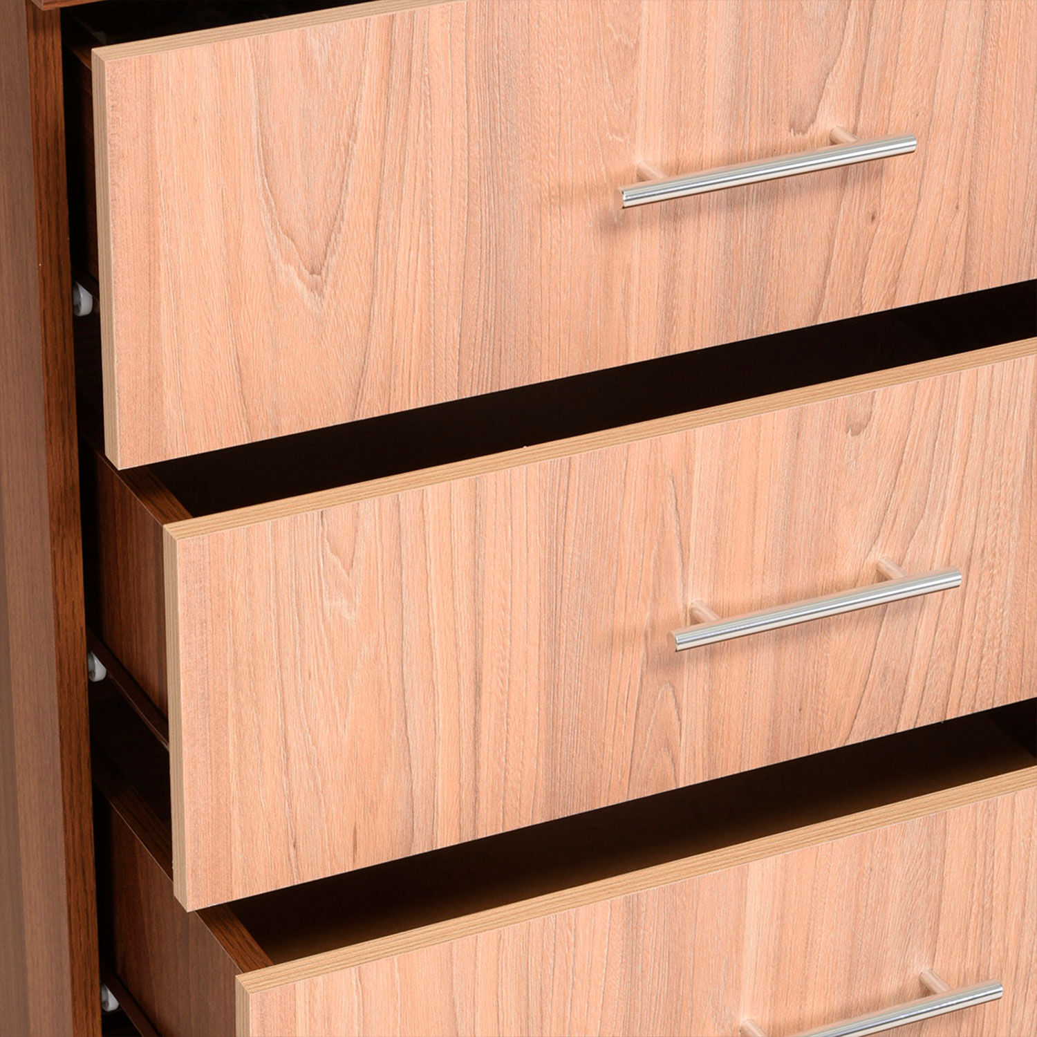 C&oacute;moda Cajonera 4 Cajones F&eacute;nix Bicolor Nogal Olmo