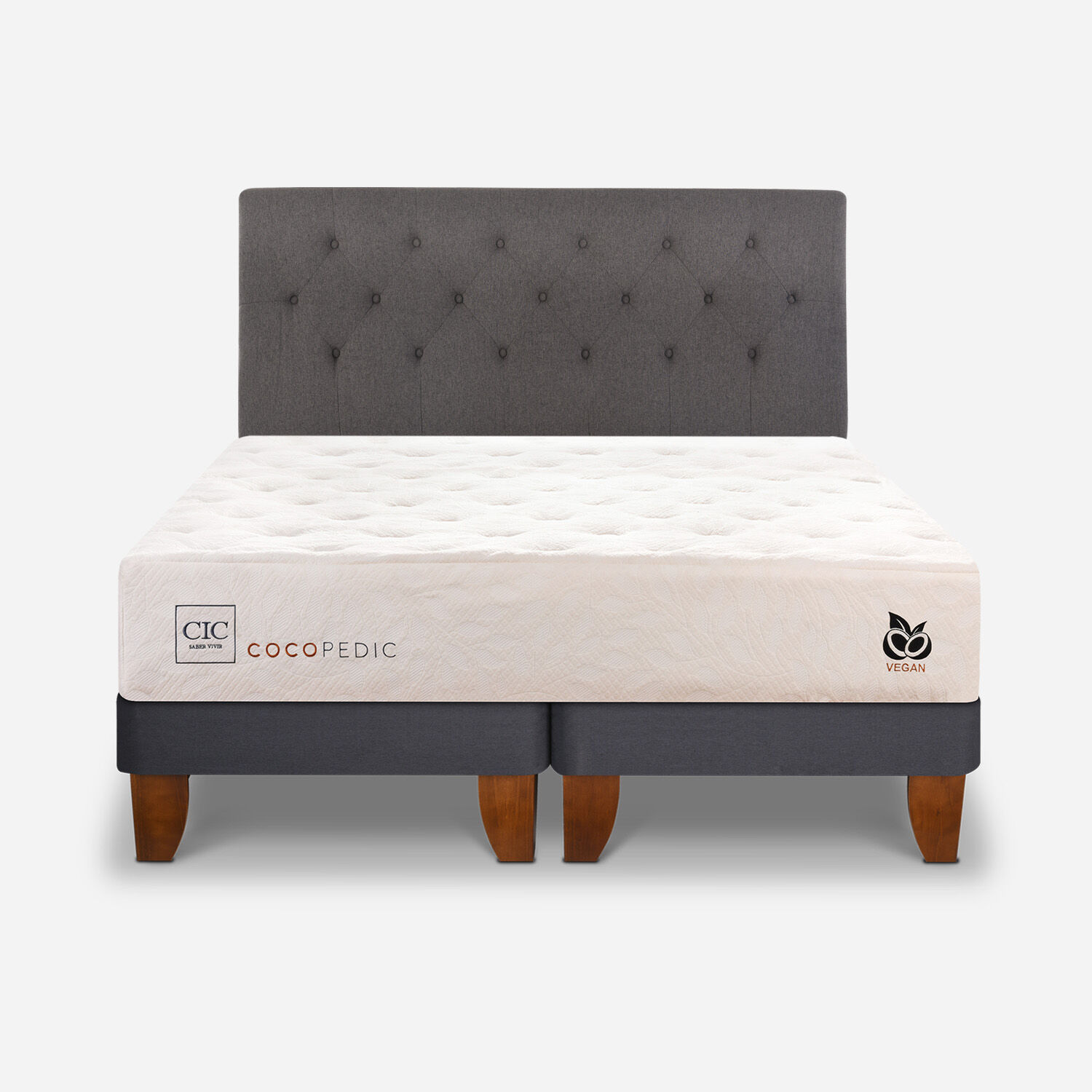 Cama Europea 2 Plazas Cocopedic Base Dividida + Respaldo Kavery
