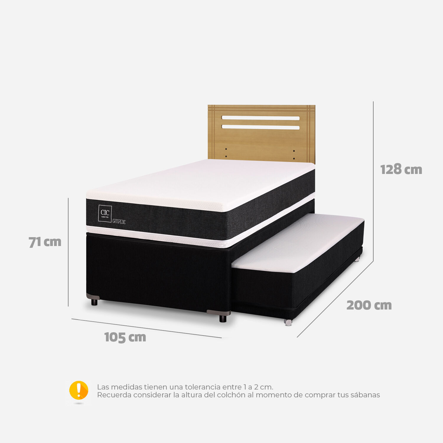 Cama Nido Diván Ortopedic + Respaldo Múnich Mostaza