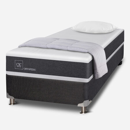 Box Spring 1,5 Plazas Ortopedic 5 Zonas + Almohada + Plum&oacute;n