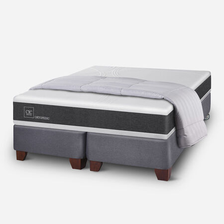 Box Spring 2 Plazas Ortopedic Base Dividida + Plum&oacute;n