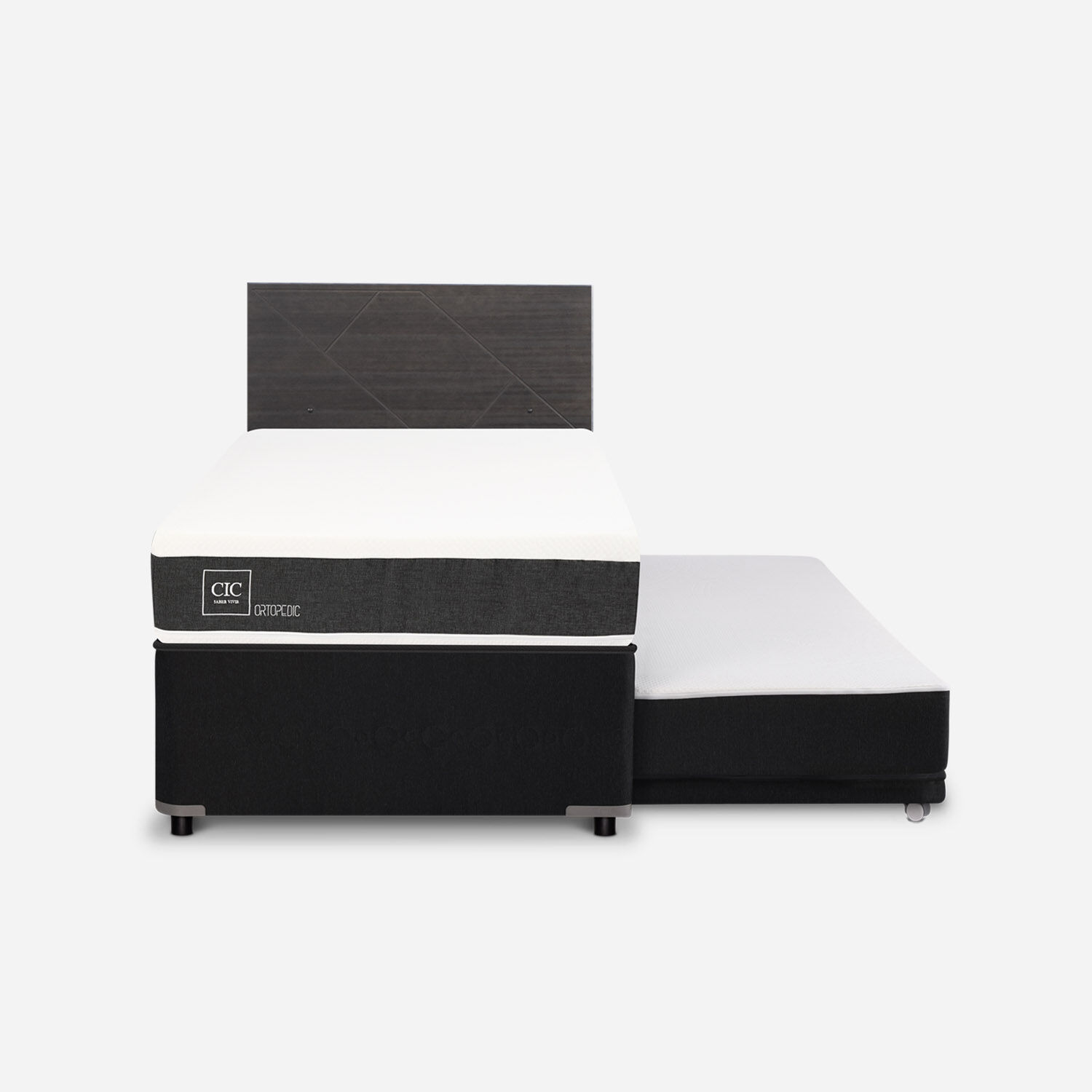 Cama Nido Diván Ortopedic + Respaldo Villarrica Gris