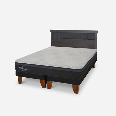 Cama Europea 2 Plazas Hybrid Plus Infinity Base Dividida + Respaldo Dubl&iacute;n Gris