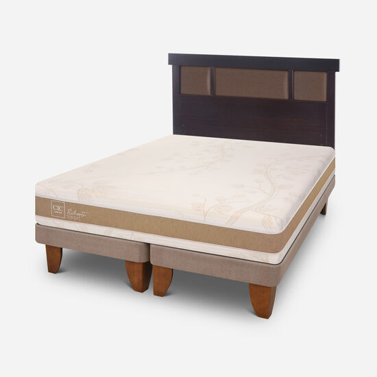 Cama Europea 2 Plazas Rilassati Smart Base Dividida + Respaldo New Dublín Choc