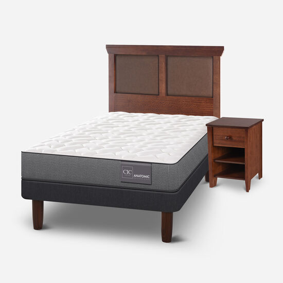 Cama Europea 1.5 Plazas Anatomic + Set Torino Caramel
