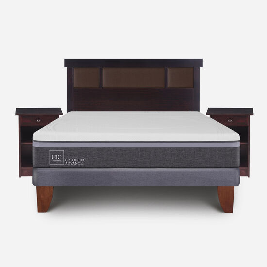 Cama Europea 2 Plazas Ortopedic Advance Base Normal + Set Dublín Choc