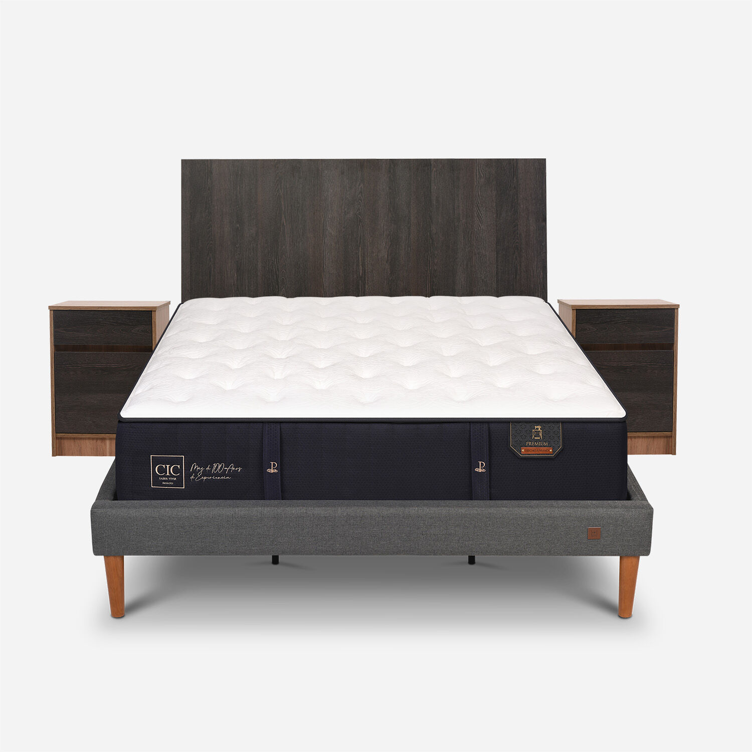 Cama Europea Curve King Premium + Set Espresso