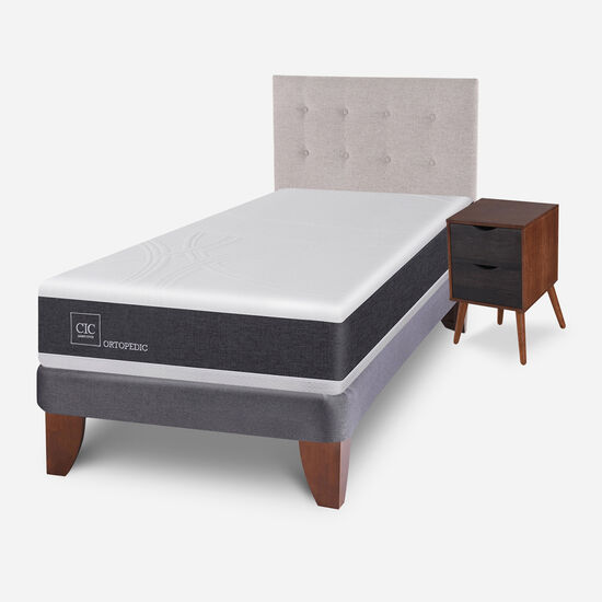 Cama Europea 1.5 Plazas Ortopedic + Set Tigris