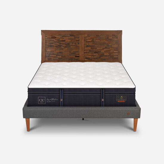 Cama Europea Curve 2 Plazas Grand Premium + Respaldo Antique