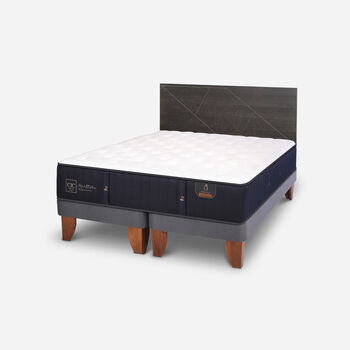 Cama Europea 2 Plazas Premium Base Dividida + Set Dubl&iacute;n Gris
