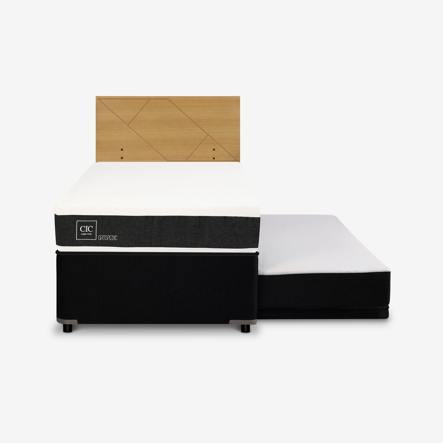 Cama Nido Div&aacute;n Ortopedic + Respaldo Villarrica Mostaza