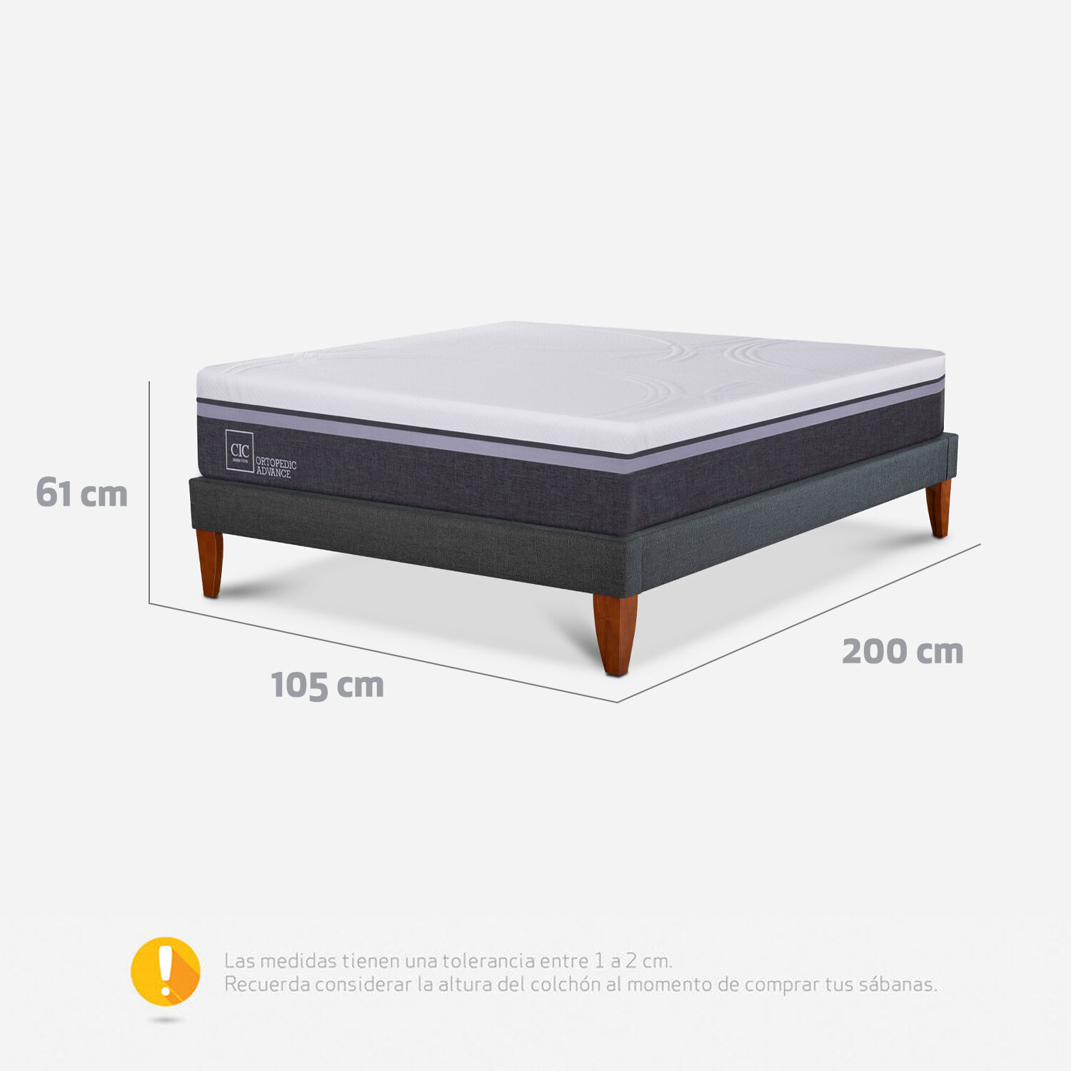 Cama Europea Box 1,5 Plazas Ortopedic Advance 