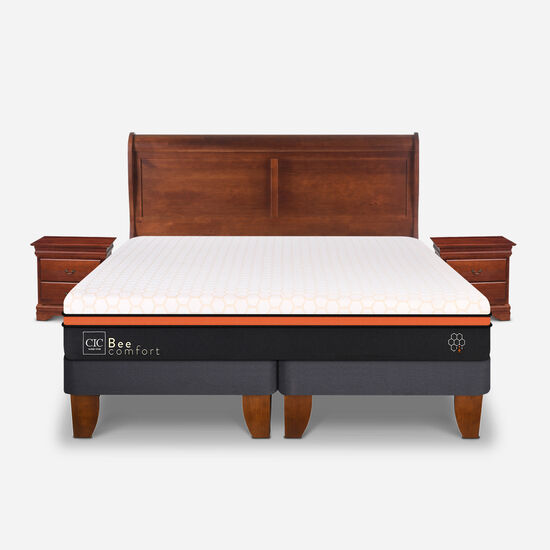 Cama Europea 2 Plazas Bee Comfort + Set Miro