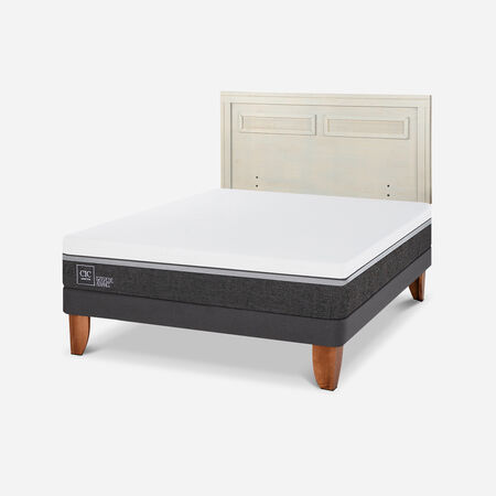 Cama Europea 2 Plazas Ortopedic Advance Base Normal + Respaldo Milán Alpino