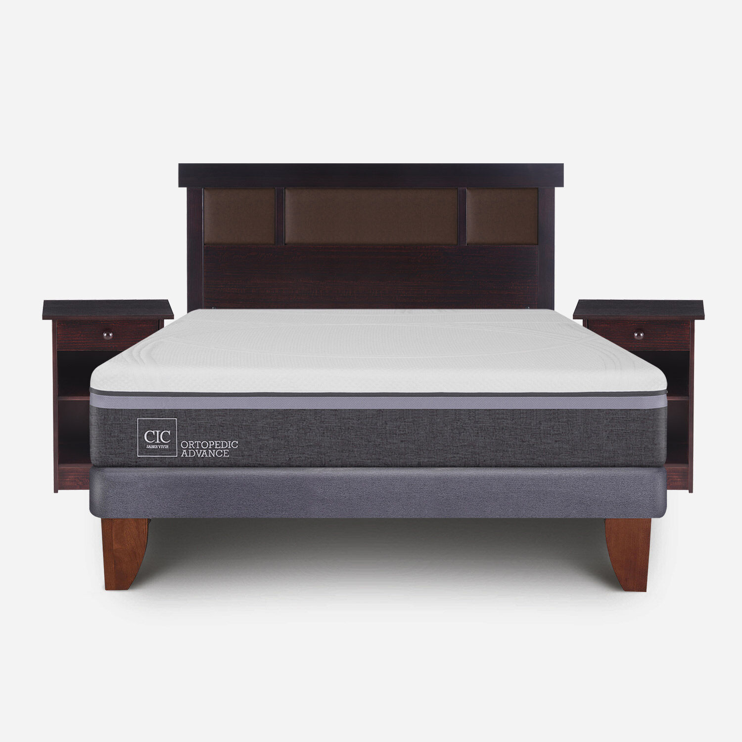 Cama Europea 2 Plazas Ortopedic Advance Base Normal + Set Dublín Chocolate