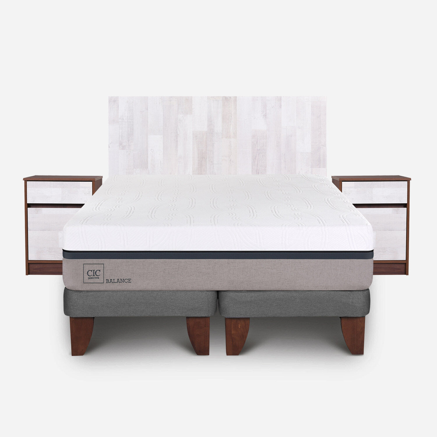 Cama Europea 2 Plazas Balance Base Dividida + Set Legno