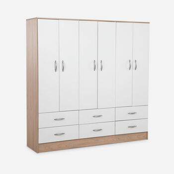 Cl&oacute;set Maipo 6 Puertas 6 Cajones Olmo Blanco