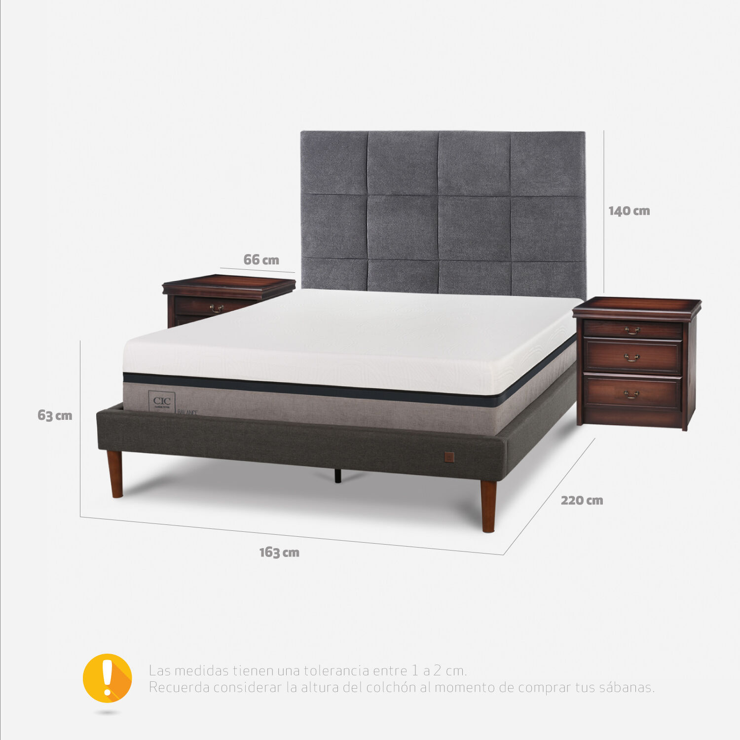 Cama Europea Curve 2 Plazas Balance + Set T&aacute;mesis
