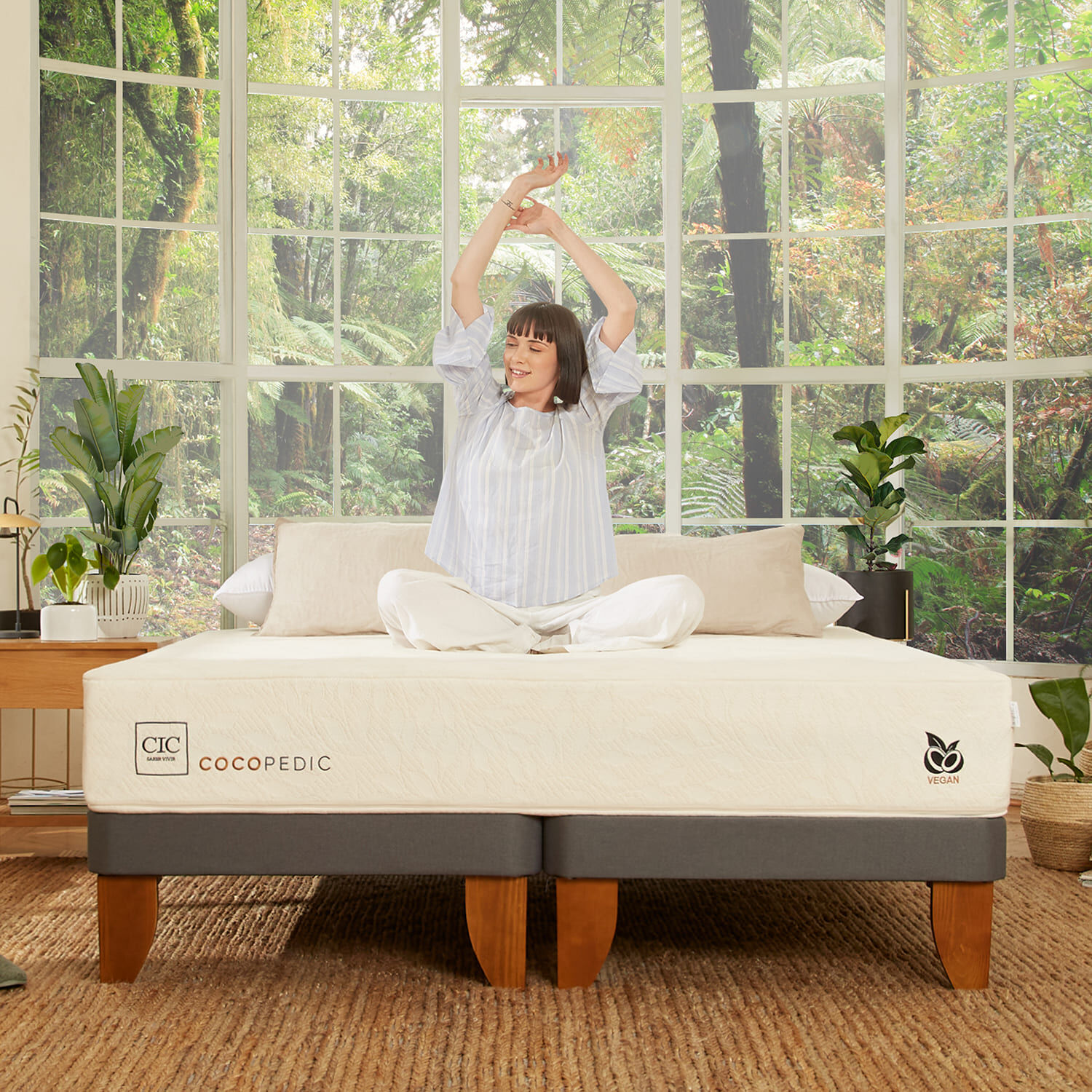 Cama Europea King Cocopedic + Respaldo Mir&oacute; Alpino