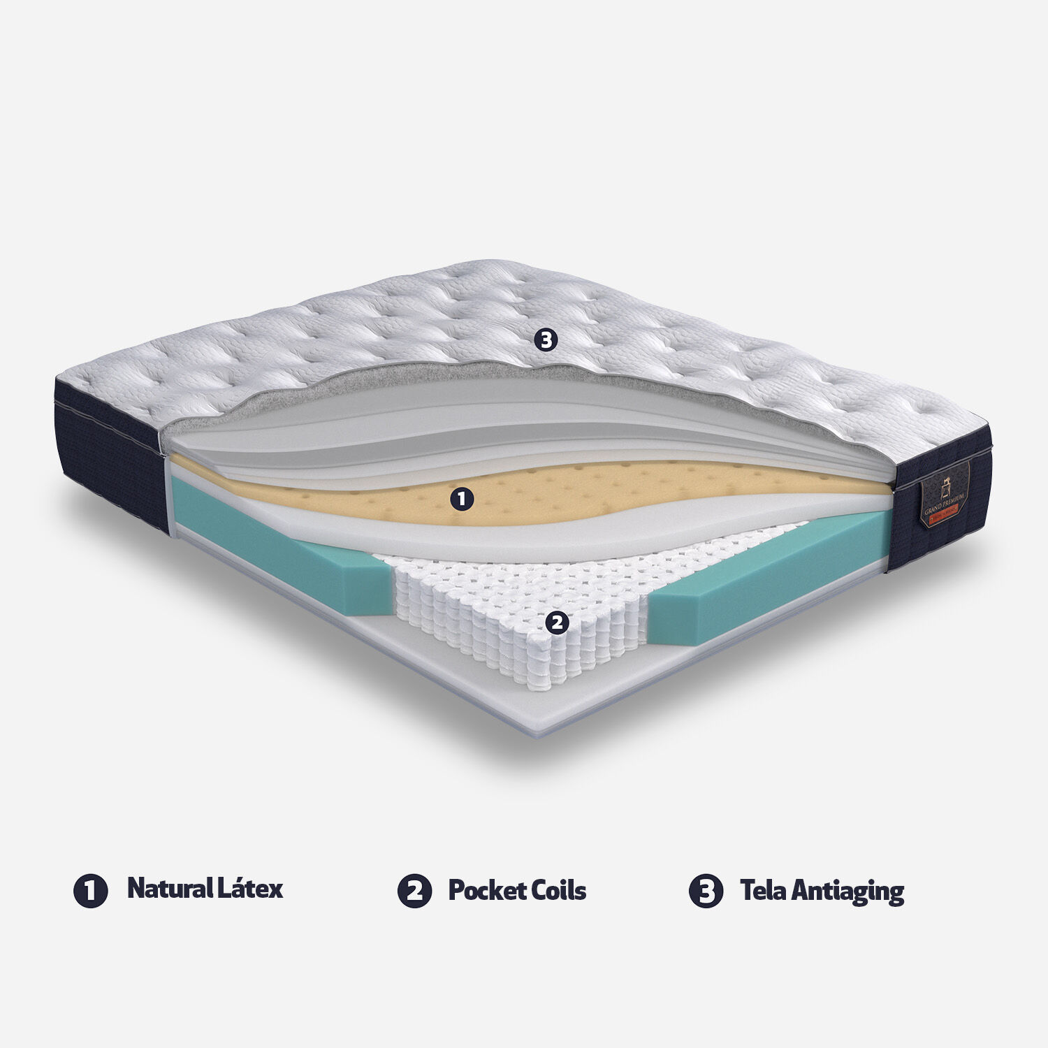 Cama Europea 2 Plazas Base Dividida Grand Premium + Set Monterrey + Plumón 100% Pluma de Ganso