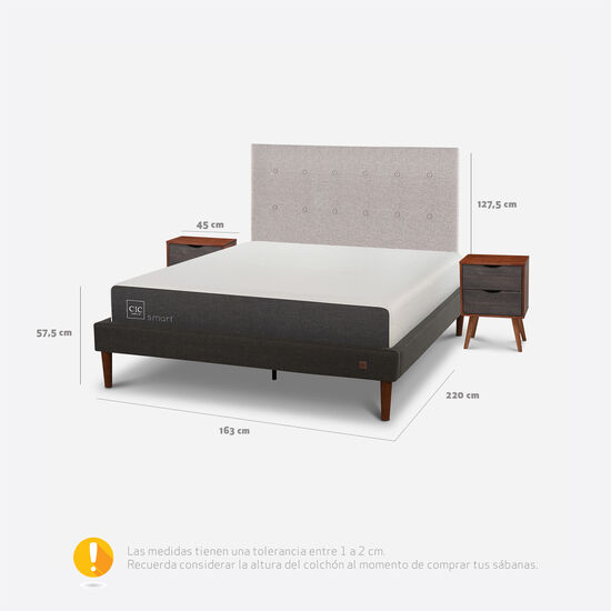 Cama Europea Curve 2 Plazas Smart + Set Tigris