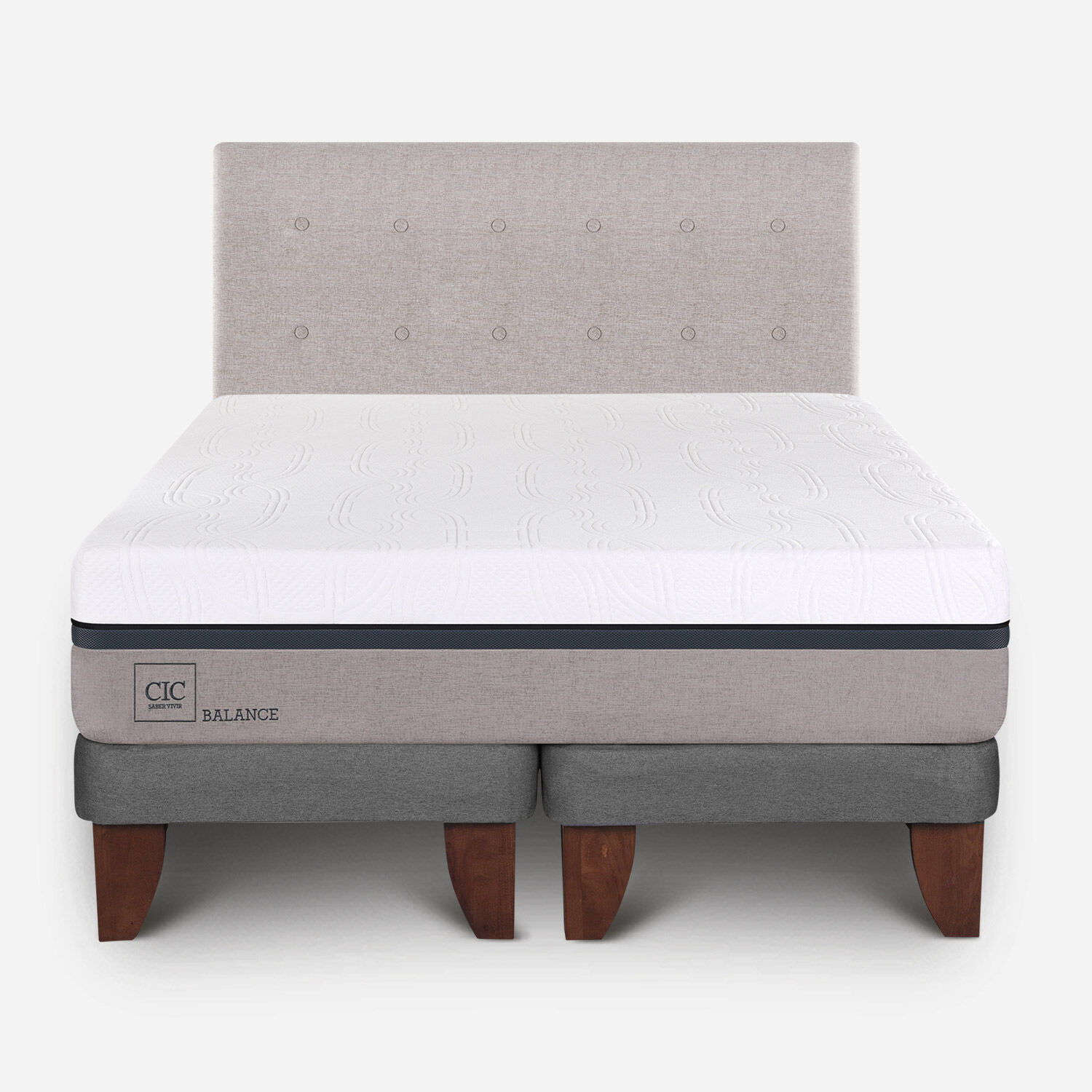 Cama Europea 2 Plazas Balance Base Dividida + Respaldo Tigris