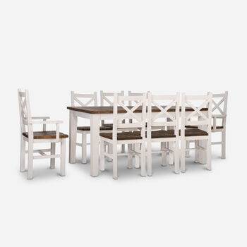 Comedor 6 Sillas 2 Sitiales Provenza Blanco