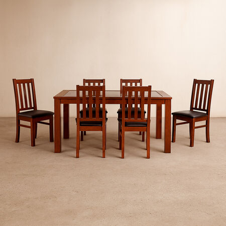Comedor de Vidrio 6 Sillas Ñuble Caramelo - Pardo
