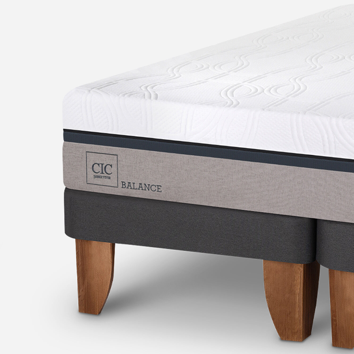 Cama Europea 2 Plazas Balance Base Dividida + Respaldo Dubl&iacute;n Gris