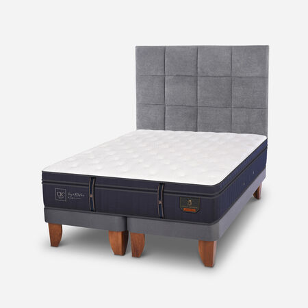 Cama Europea Super King Grand Premium + Respaldo T&aacute;mesis