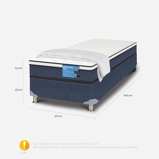 Cama Americana 1 Plaza Excellence Plus + Plumón