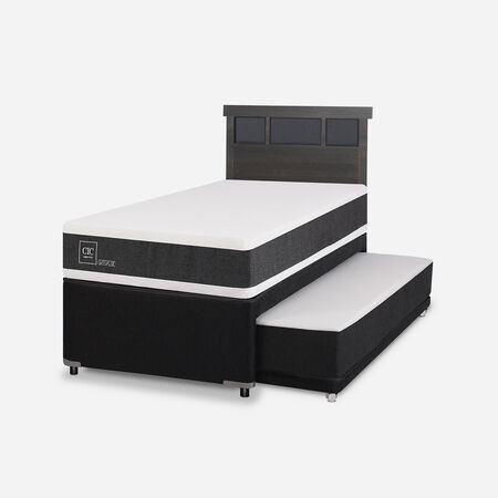 Cama Nido Diván Ortopedic + Respaldo Dublín Gris