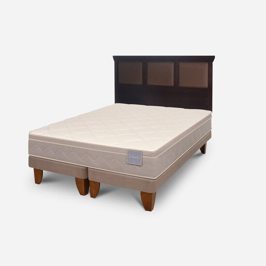 Cama Europea 2 Plazas Rilassati Base Dividida + Respaldo New Torino Choc