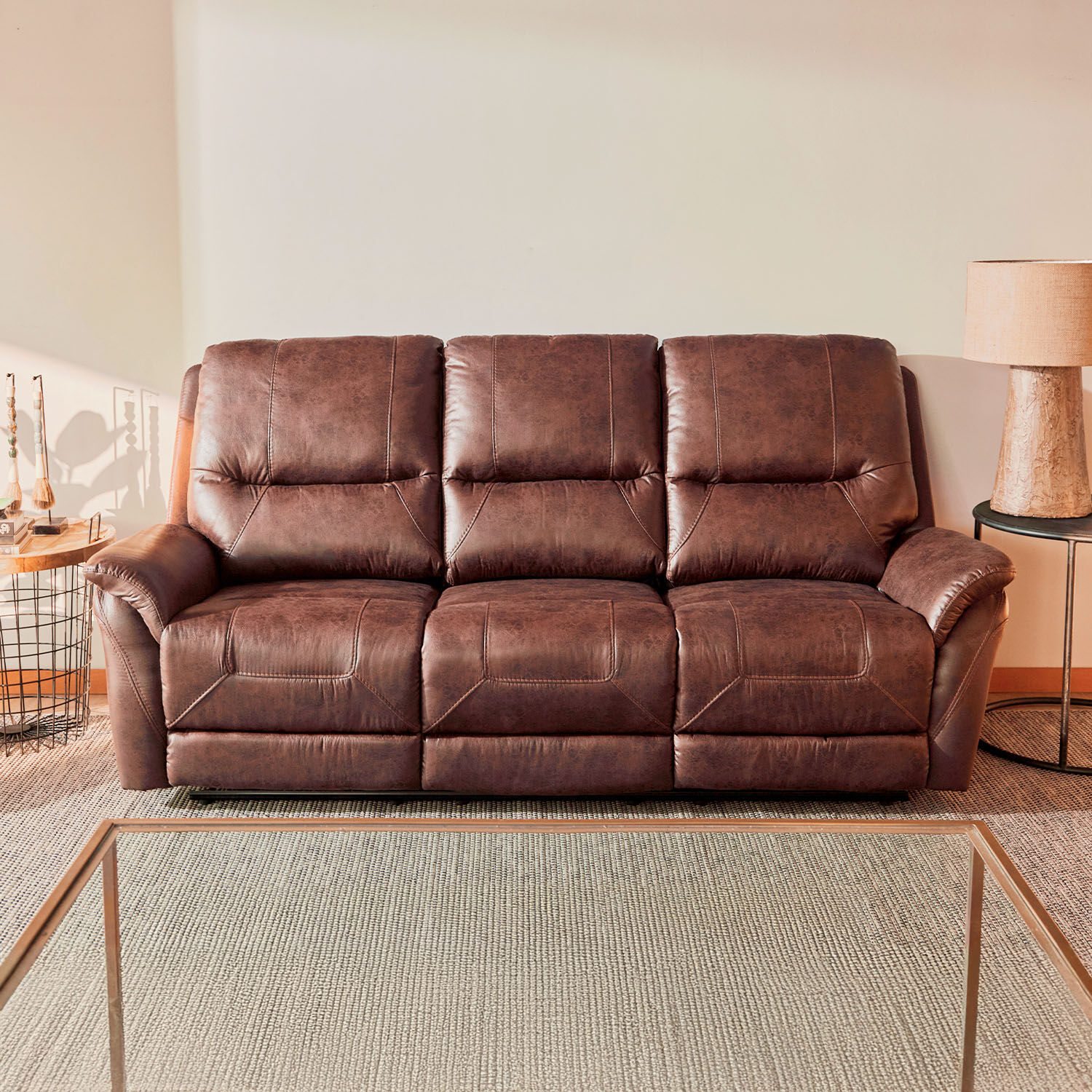 Sof&aacute; 3 Cuerpos Reclinable Toledo Walnut