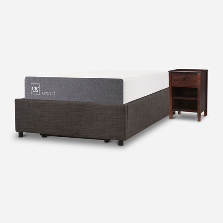 Cama Space Box 1,5 Plazas Smart + Velador Torino Chocolate