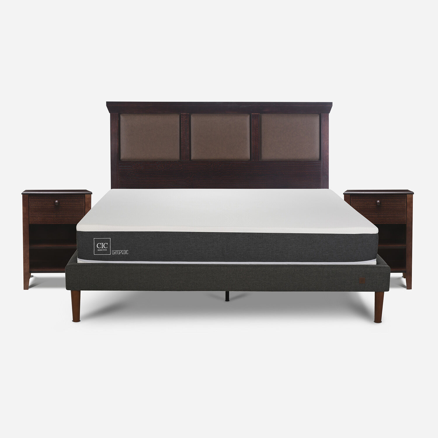 Cama Europea Curve 2 Plazas Ortopedic + Set Torino Chocolate