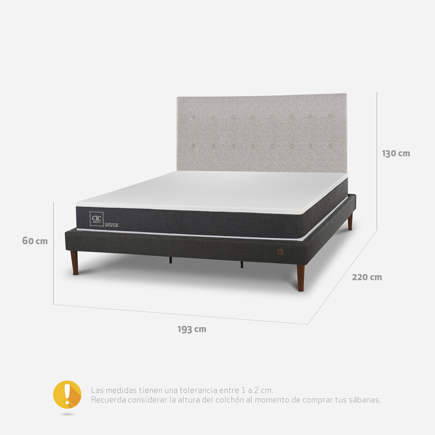 Cama Europea Curve King Ortopedic + Respaldo Tigris