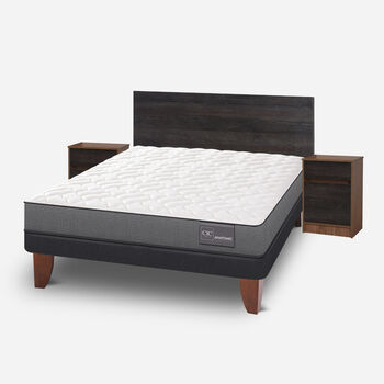 Cama Europea 2 Plazas Anatomic Base Normal + Set Espresso