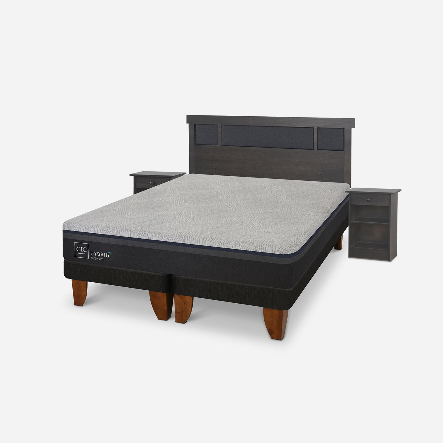 Cama Europea King Hybrid Plus + Set Dubl&iacute;n Gris
