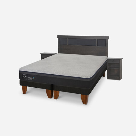 Cama Europea King Hybrid Plus + Set Dubl&iacute;n Gris
