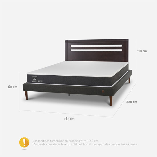 Cama Europea Curve 2 Plazas Ortopedic + Respaldo New Múnich