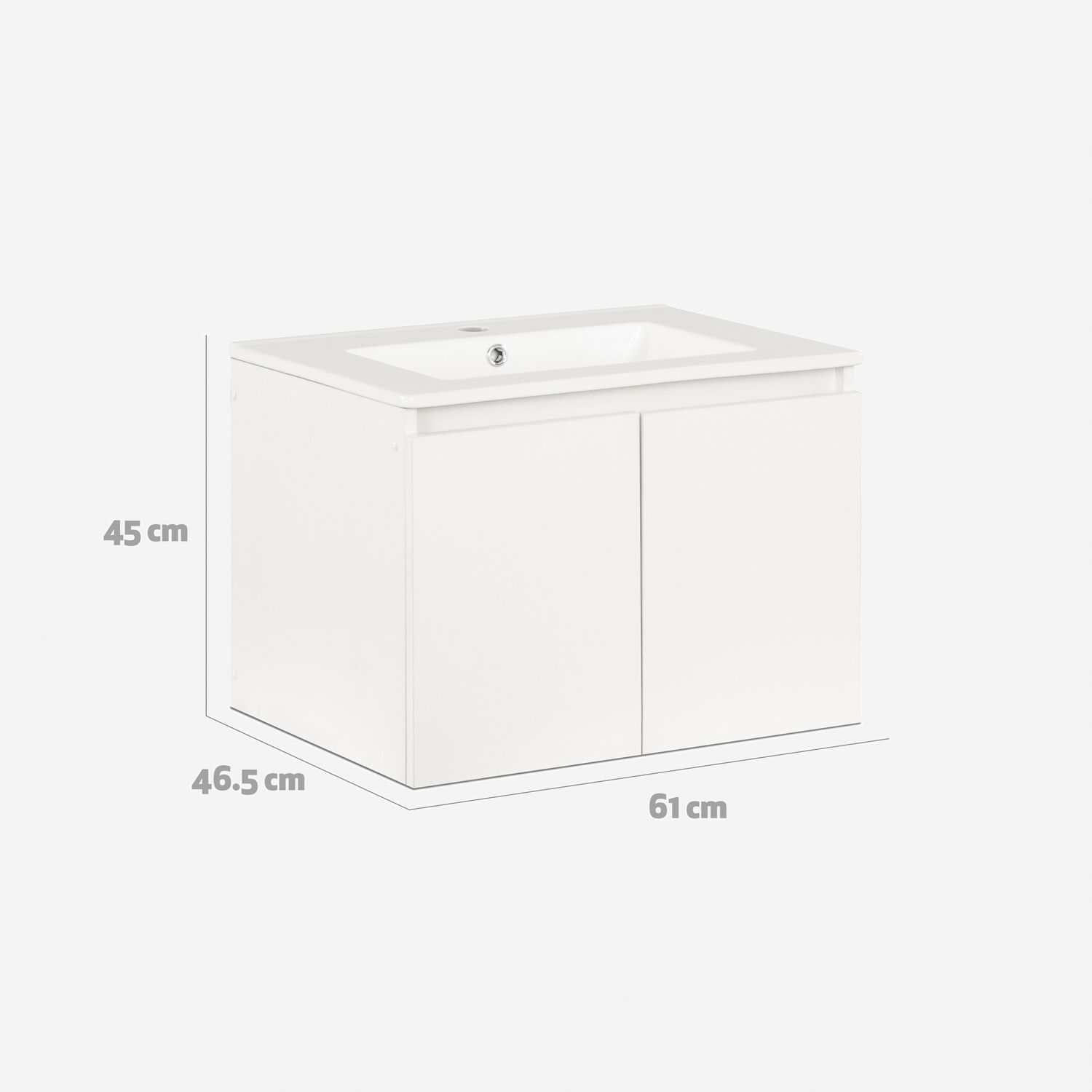 Vanitorio Flotante 2 Puertas Mónaco Blanco 60 Cm.