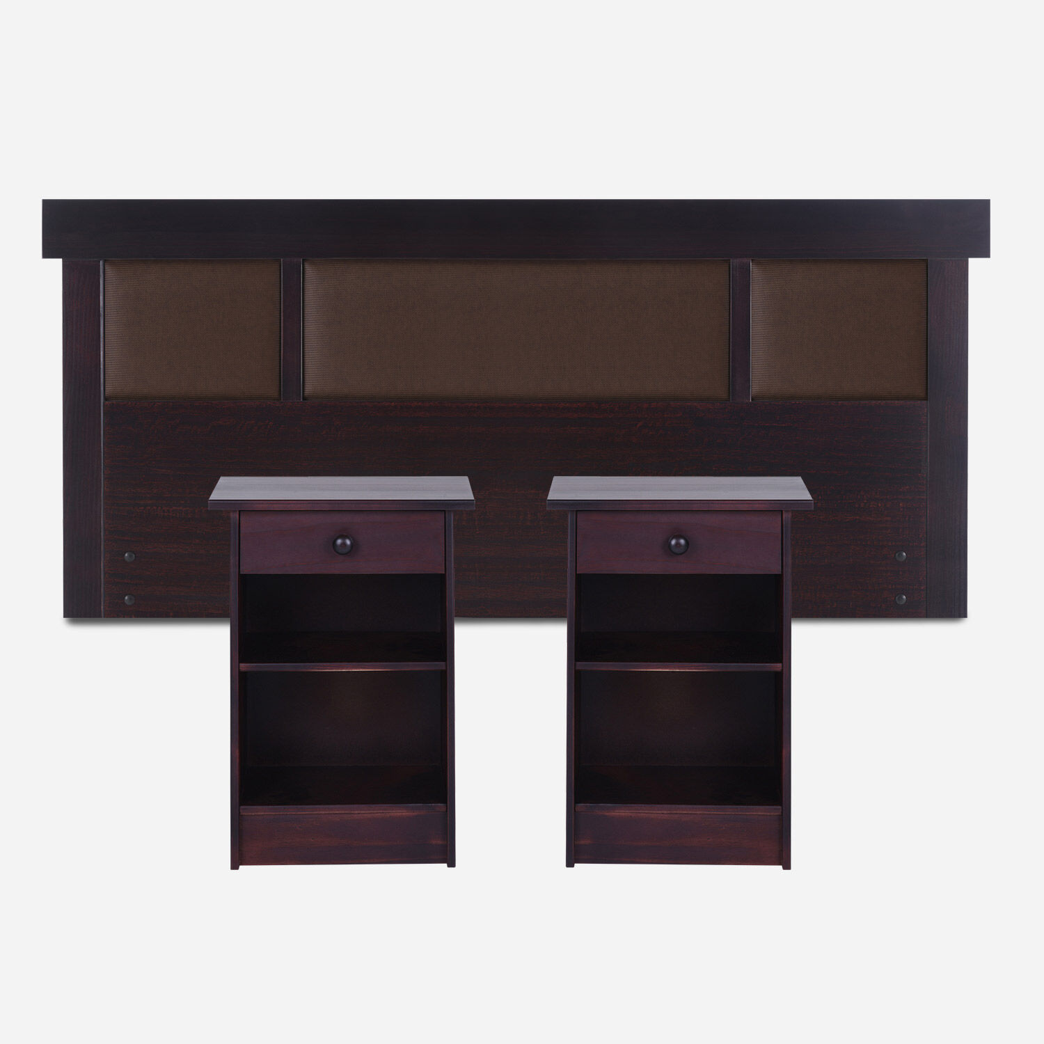 Respaldo 2 Plazas + Veladores Dubl&iacute;n Chocolate