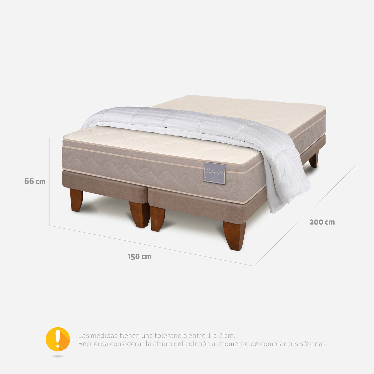 Cama Europea 2 Plazas Rilassati Base Dividida + Plum&oacute;n
