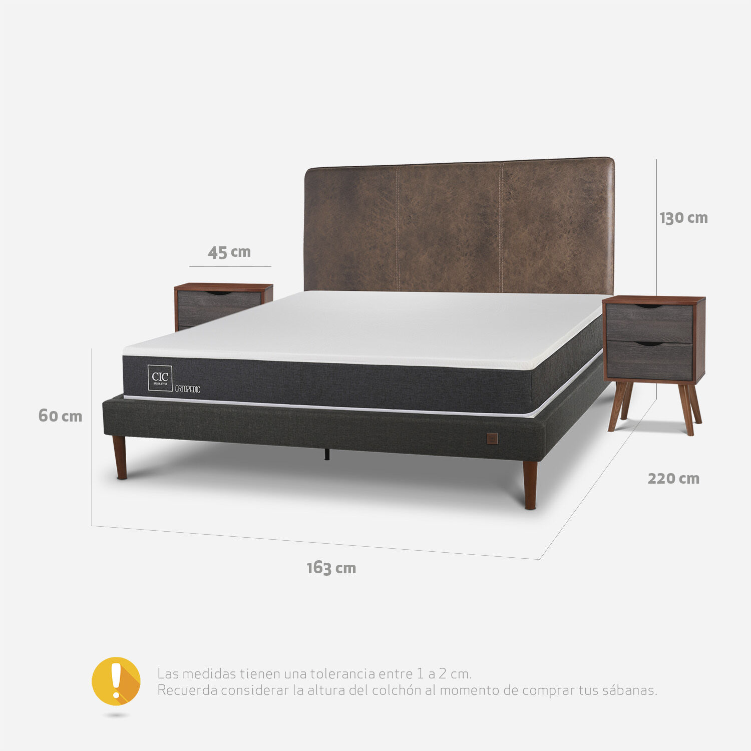 Cama Europea Curve 2 Plazas Ortopedic + Set Baker