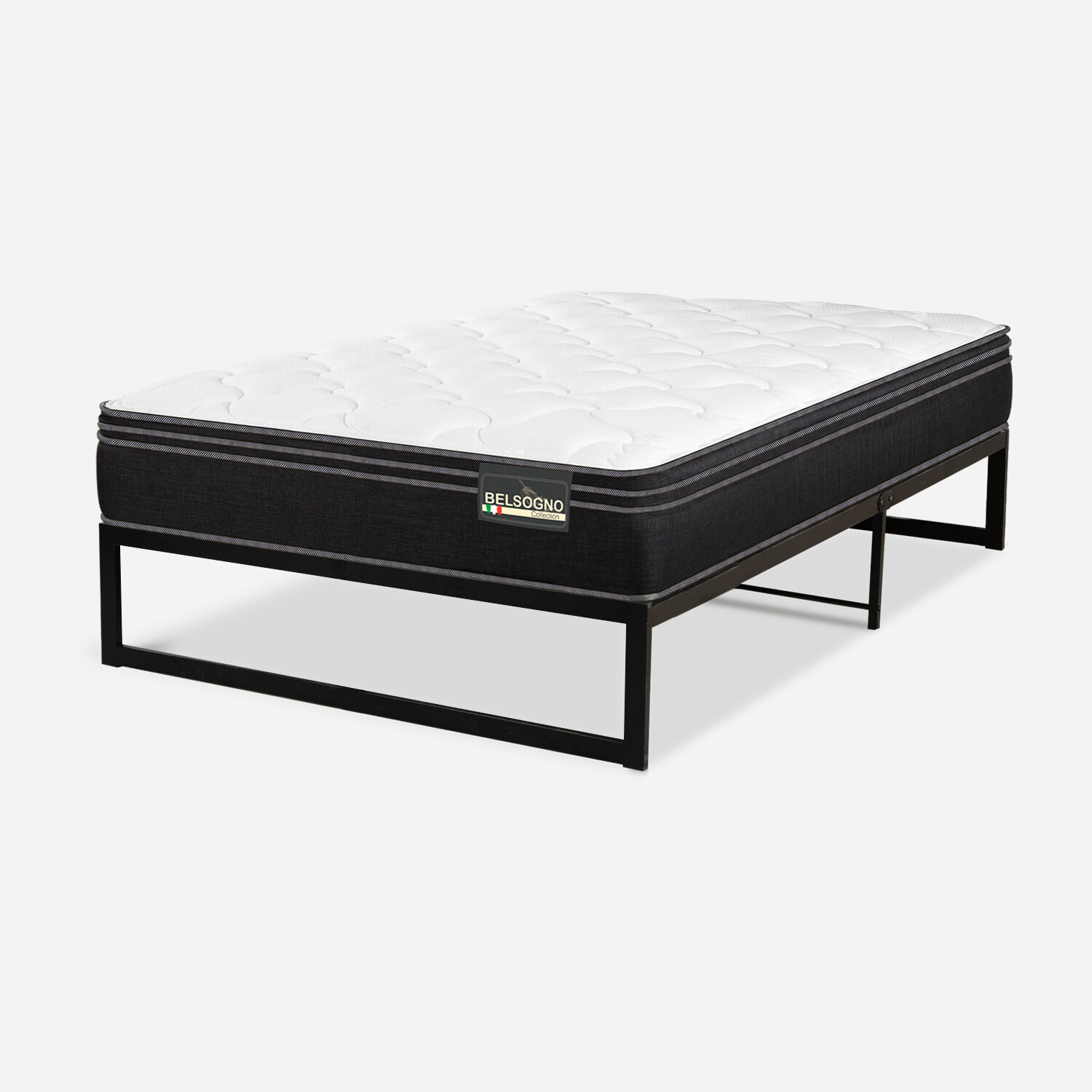 Cama Iron Smart Belsogno 1,5 Plazas Premium Black