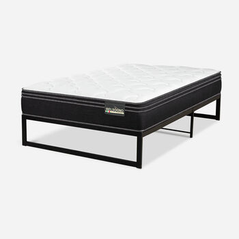 Cama Iron Smart Belsogno 1,5 Plazas Premium Black