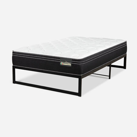 Cama Iron Smart Belsogno 1,5 Plazas Premium Black